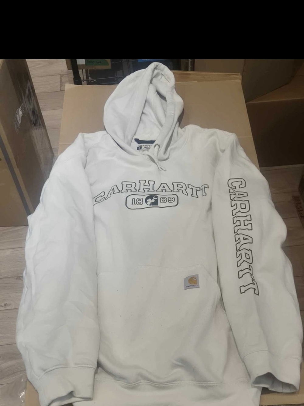 White Carhartt Sweatshirt XL Reworked